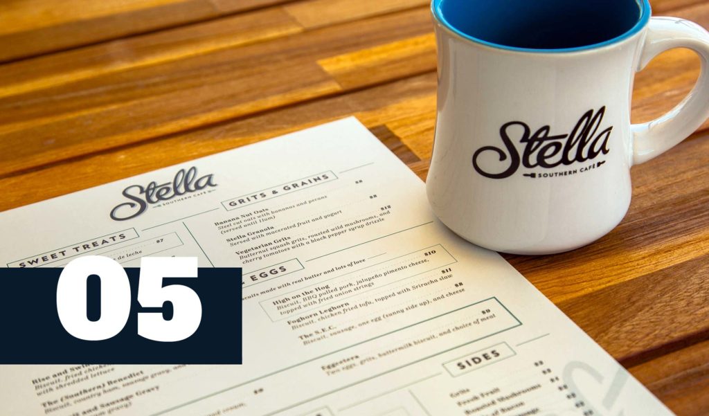 Stella Southern Cafe menu and mug design