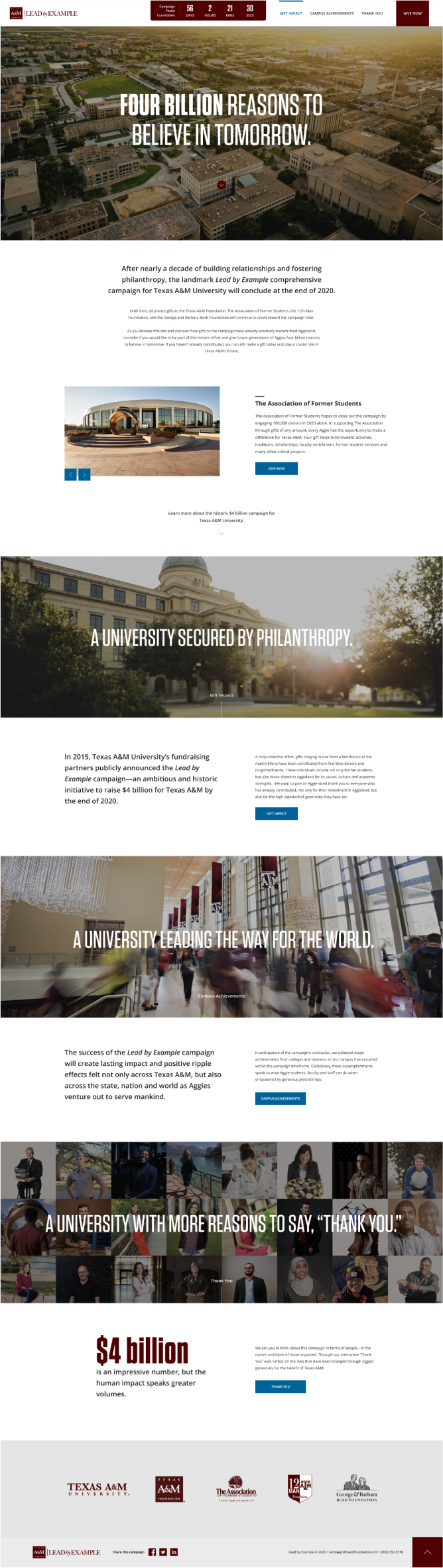 View of Texas A&M Foundation website