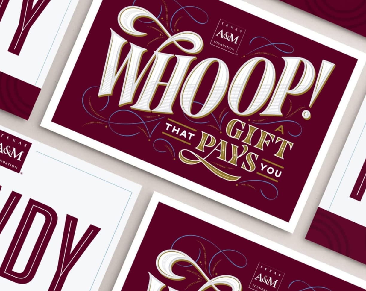 College Station's Texas A&M Foundation 'Howdy' and 'Whoop!' poster designs