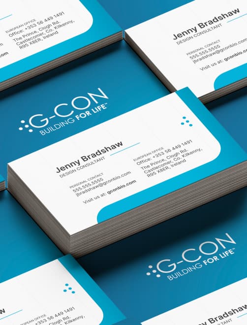 G-CON business card design and marketing messaging