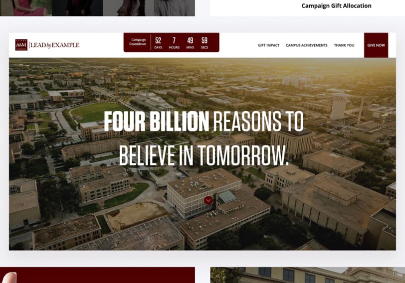 College Station Texas A&M Foundation responsive website design homepage