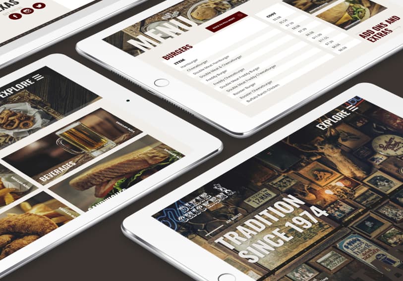 College Station business: Dixie Chicken - responsive mobile website design